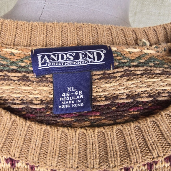 Vintage Lands End Fair Isle Sweater Mens Sz XL - Picture 6 of 10